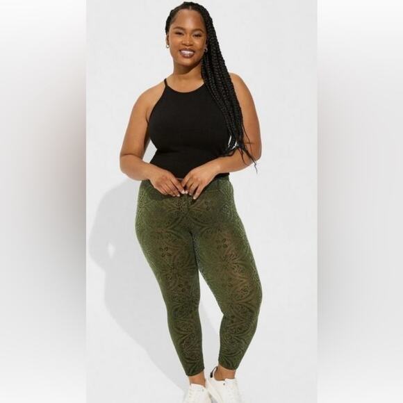 Torrid Deep Depths Full Length Signature Waist Velvet Burnout Legging - Picture 1 of 10